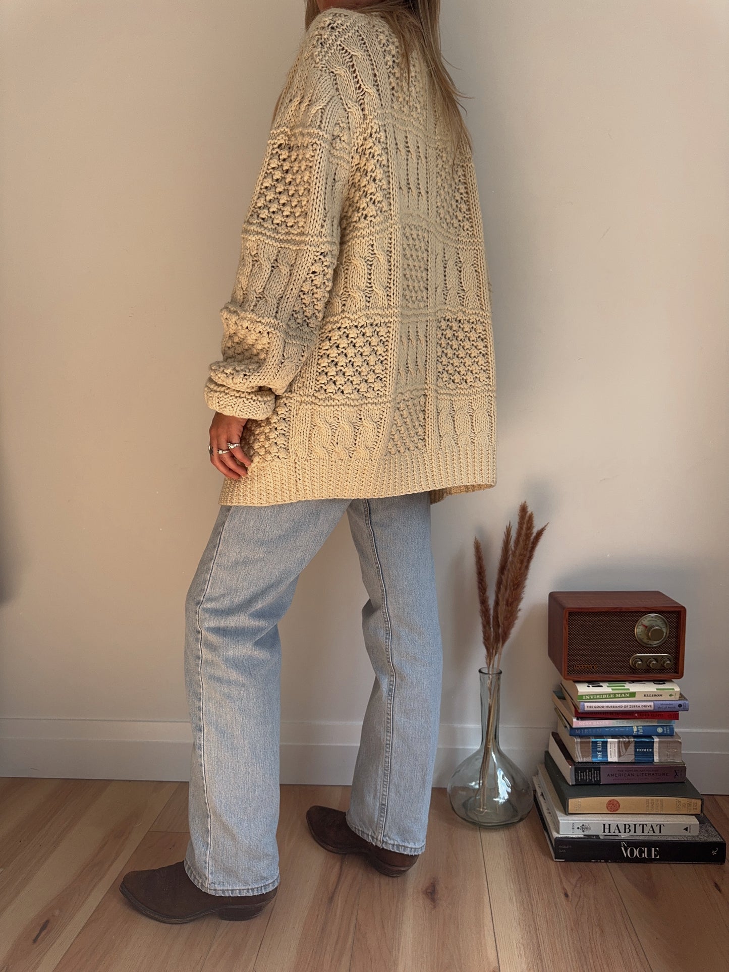 checkered cable knit