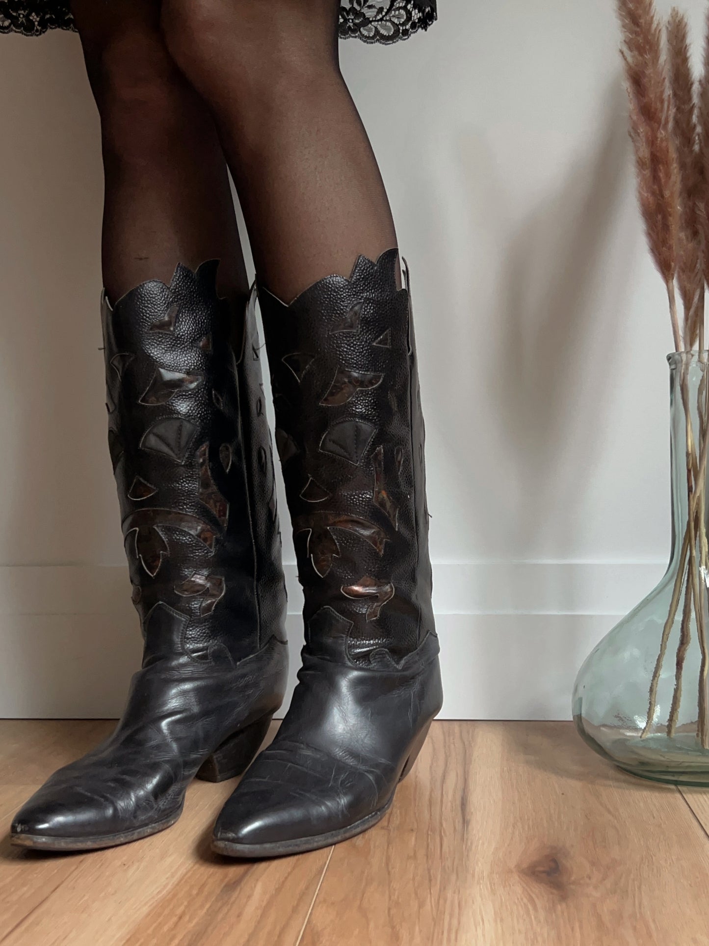 vintage calf-high western boots