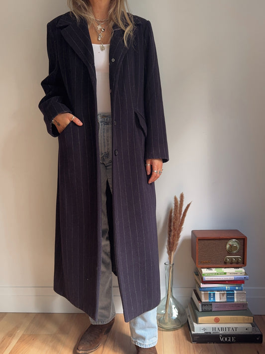 vintage pinstriped wool duster