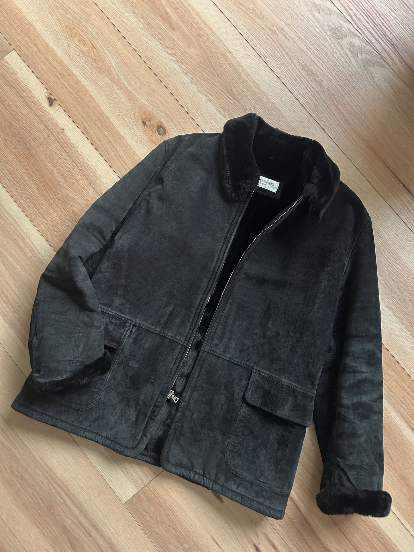 shearling zip jacket