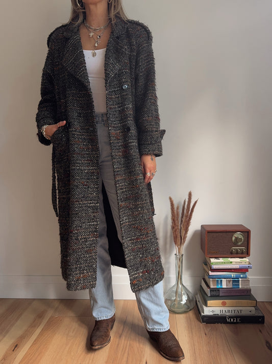 tweed wool trench