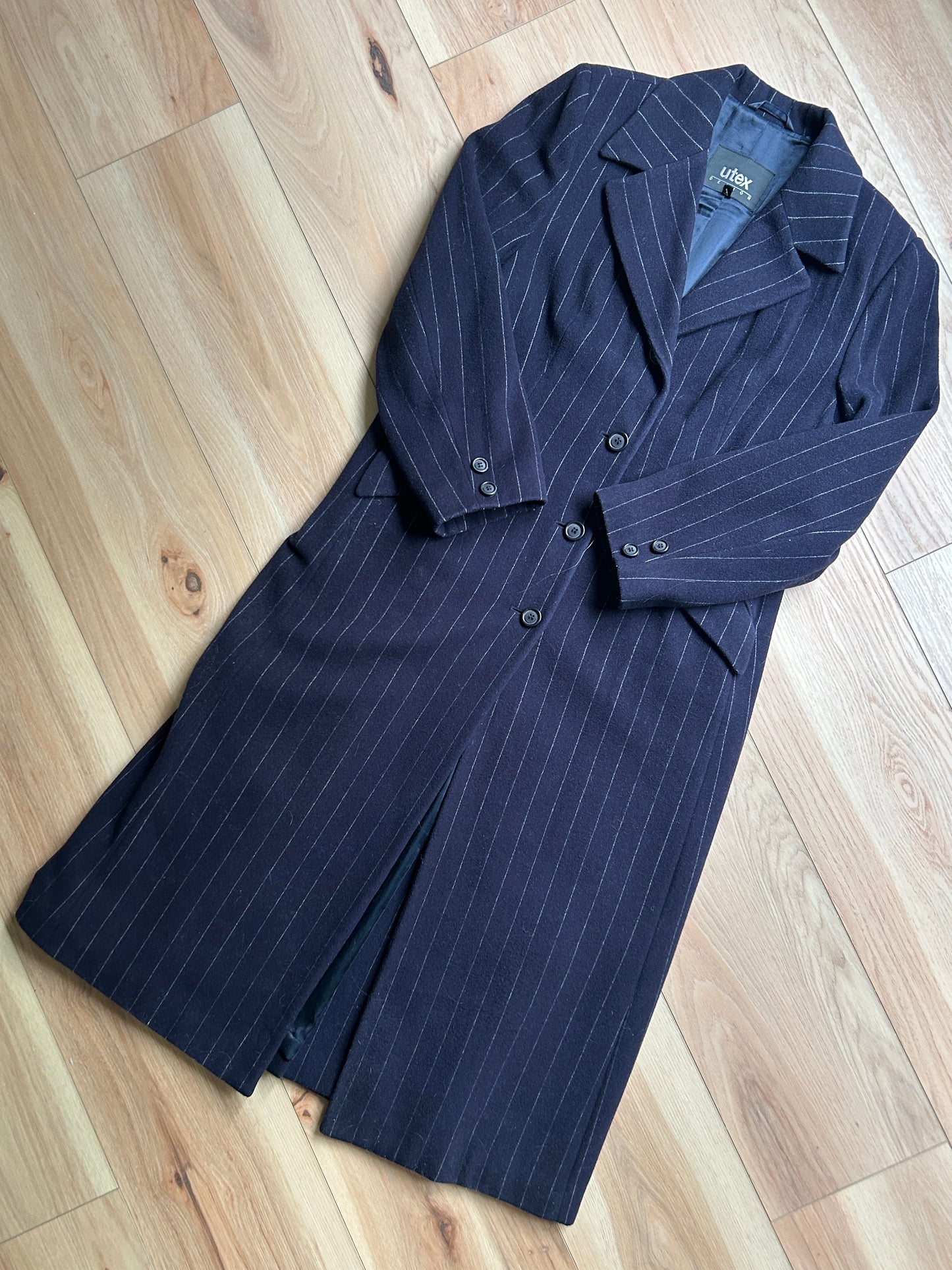 vintage pinstriped wool duster