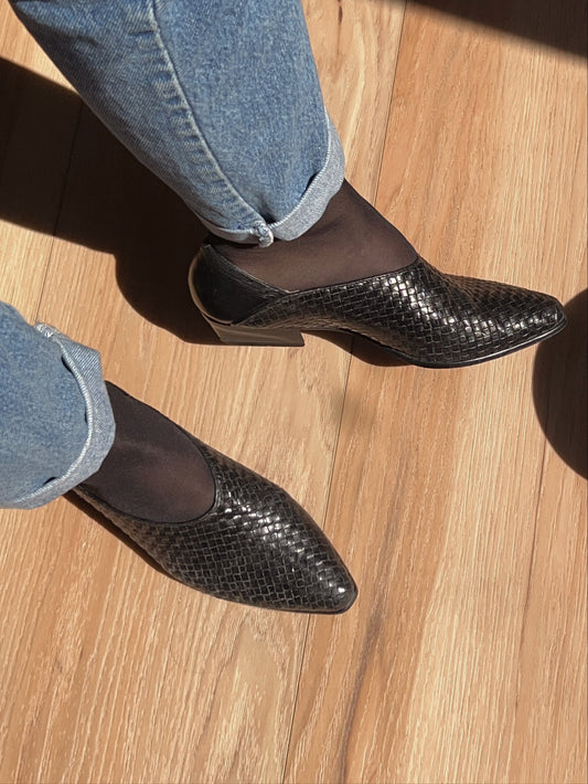 vintage braided leather bootie