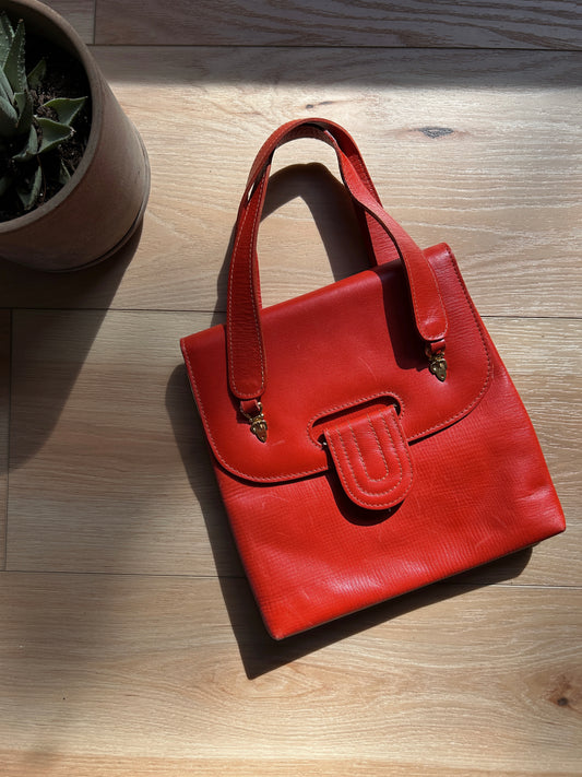 vintage red handbag