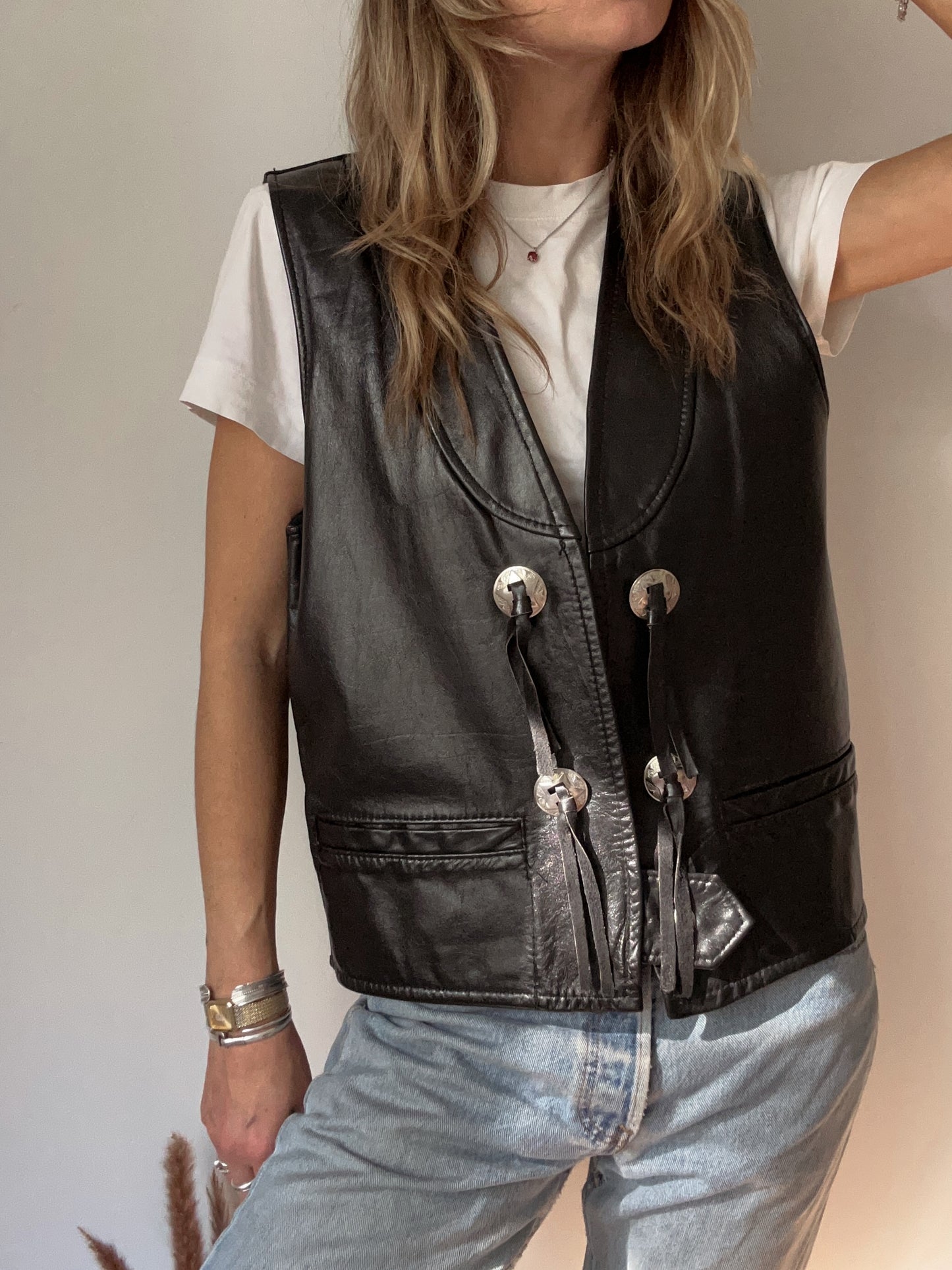 leather concho vest