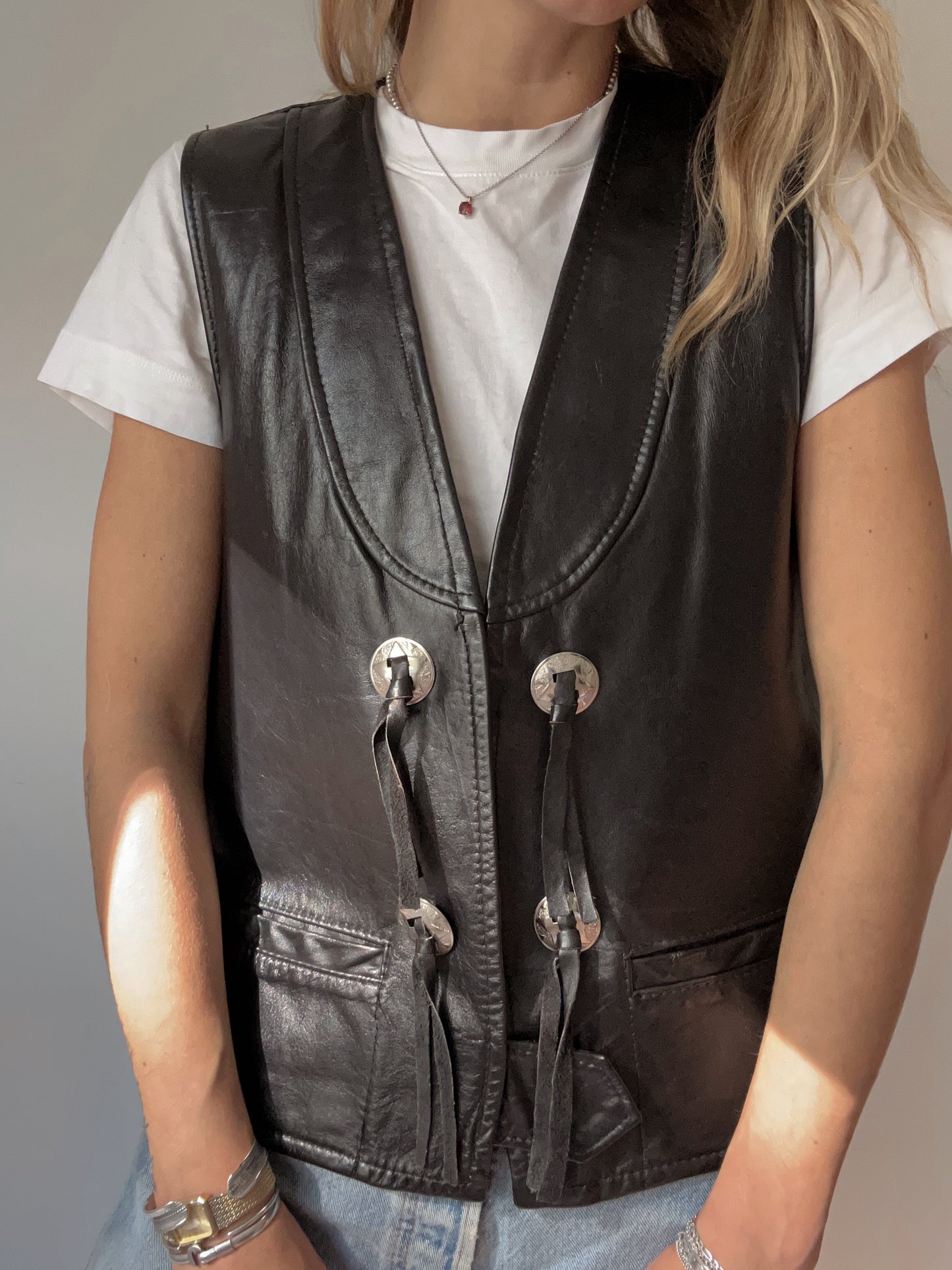 leather concho vest