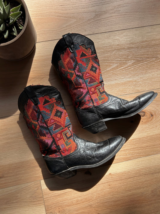 multi-pattern cowboy boots