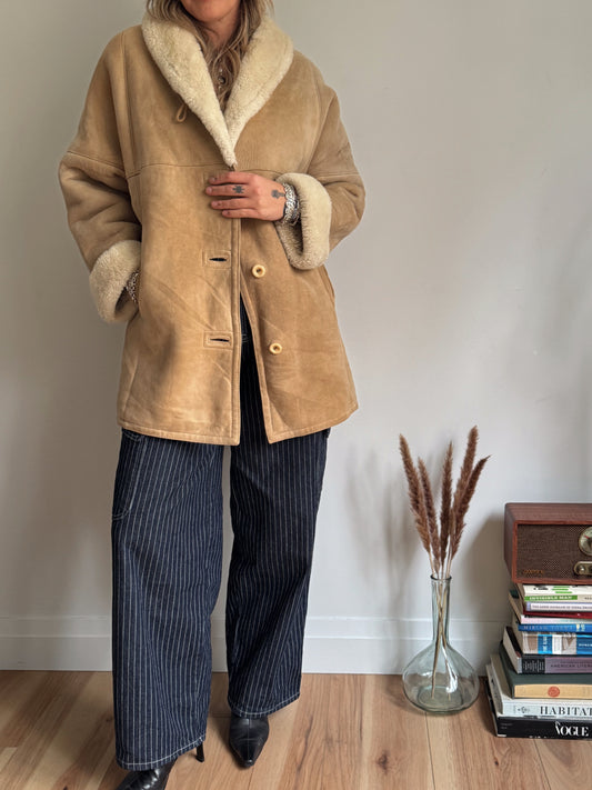 vintage camel shearling jacket