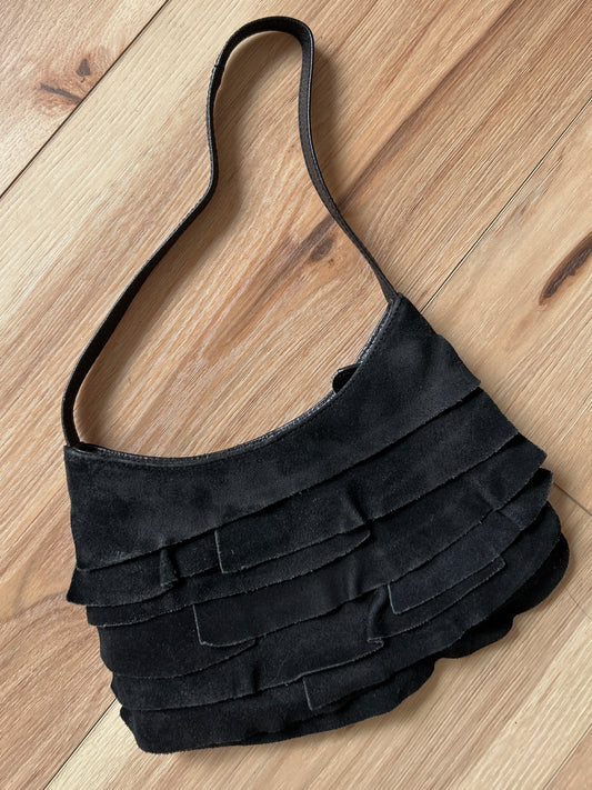 leather ruffle mini-bag