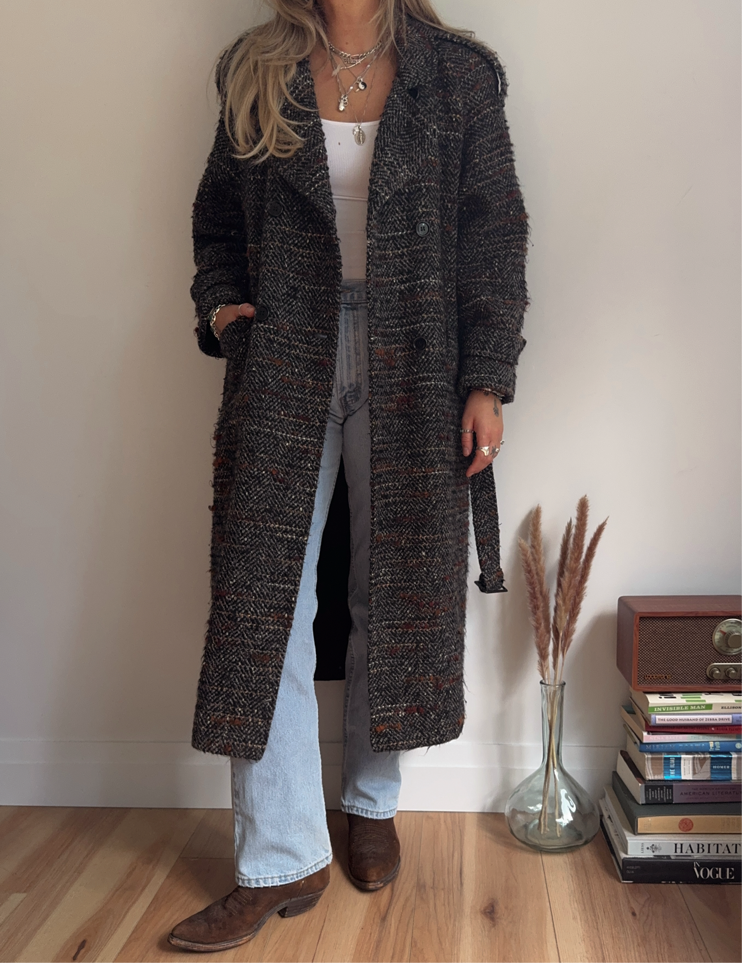 tweed wool trench