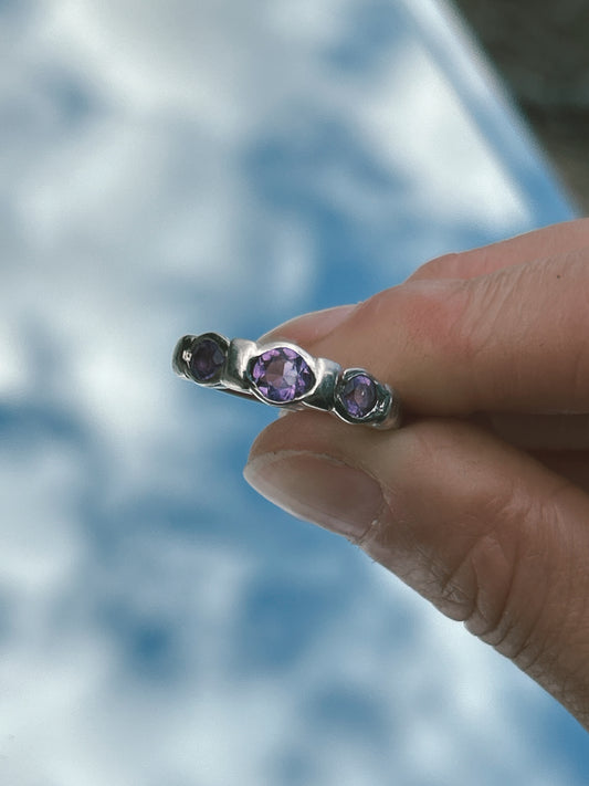 triple threat amethyst ring