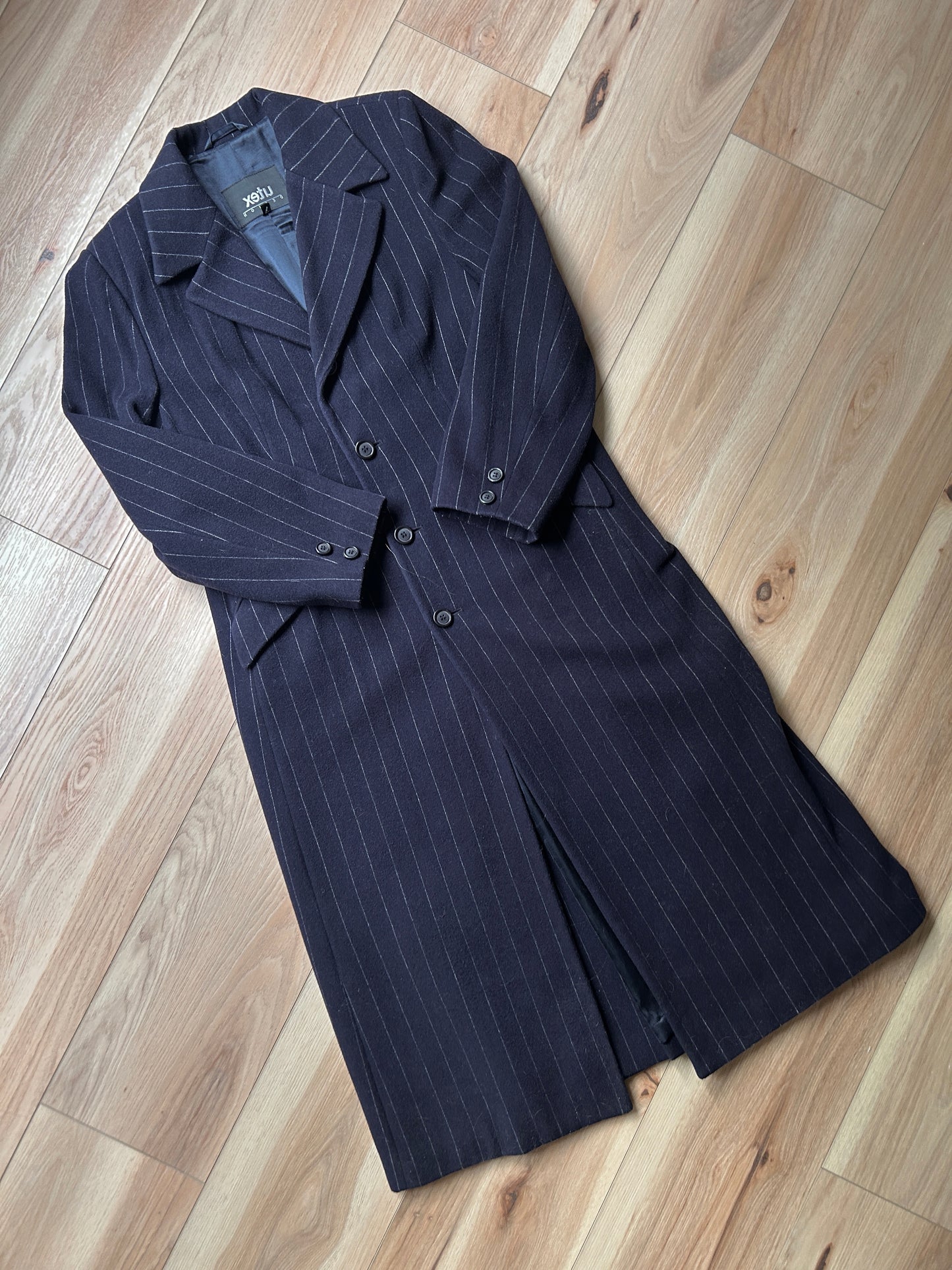 vintage pinstriped wool duster