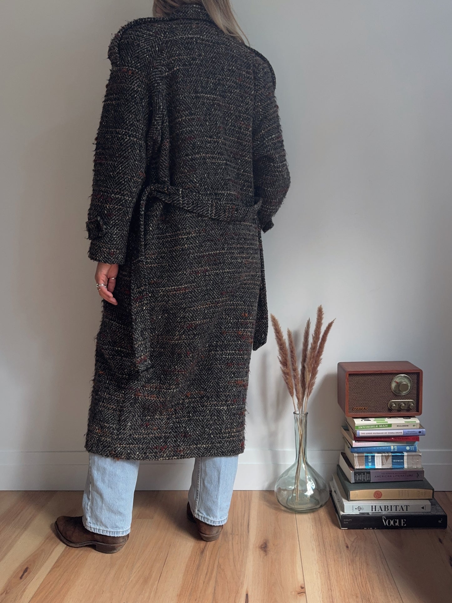 tweed wool trench