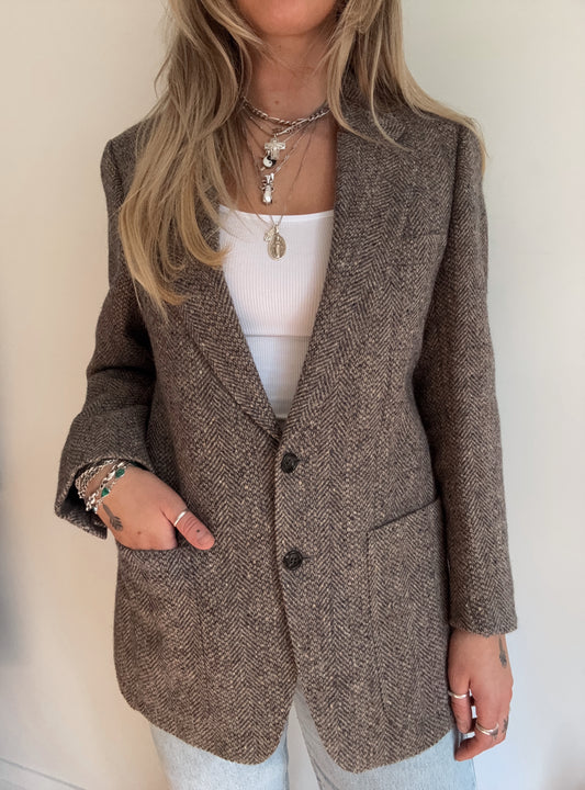 herringbone wool blazer