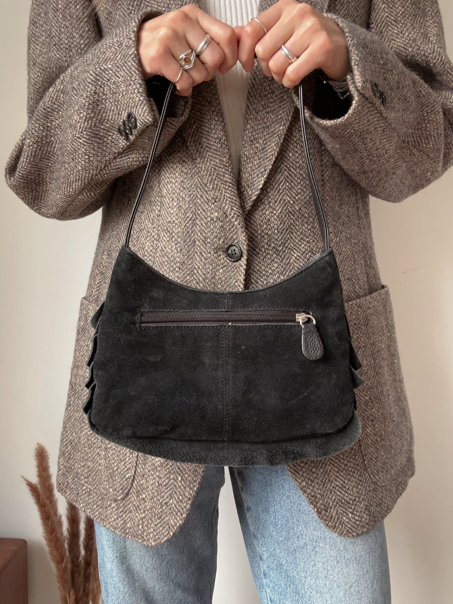 leather ruffle mini-bag