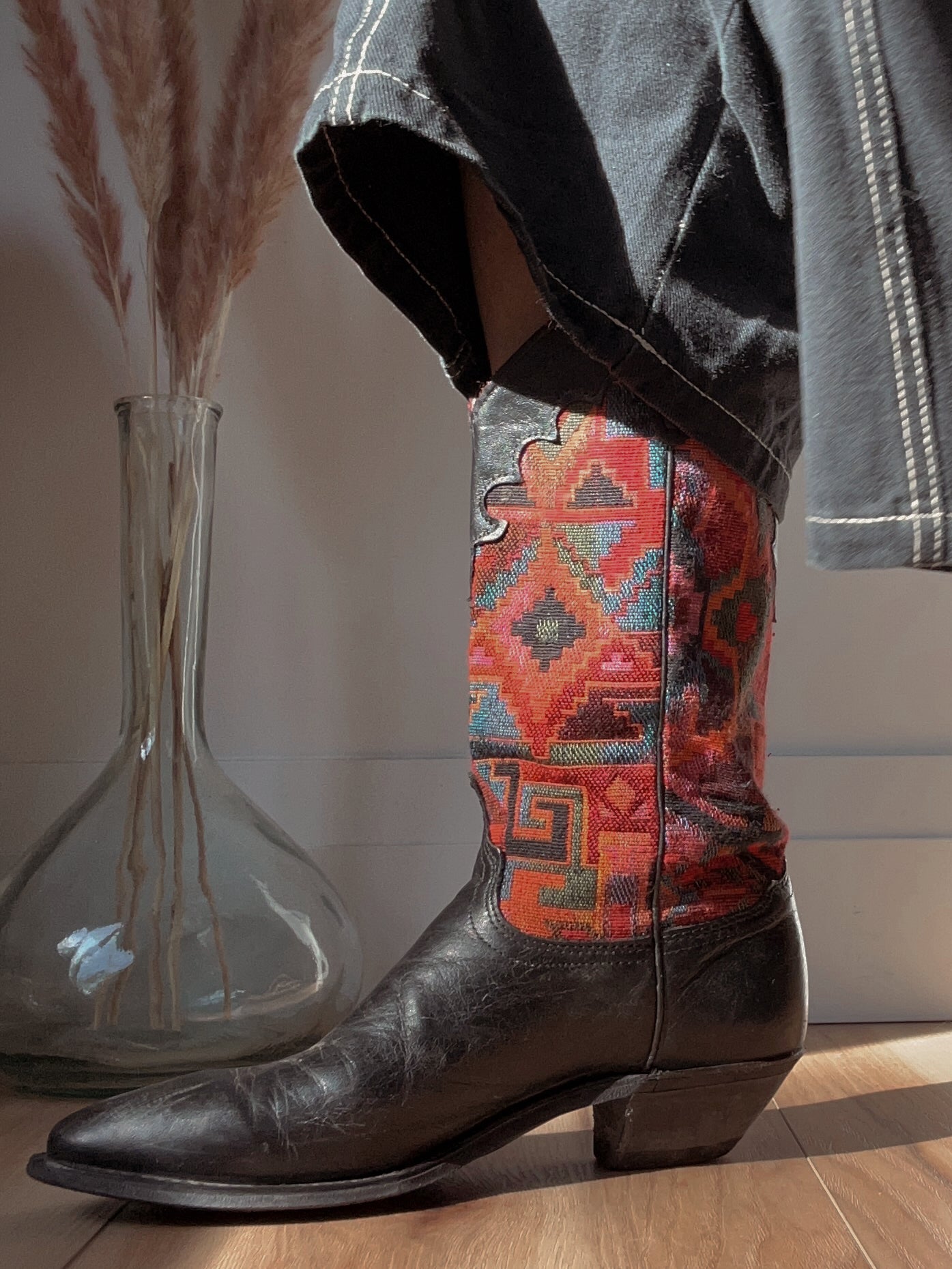 multi-pattern cowboy boots