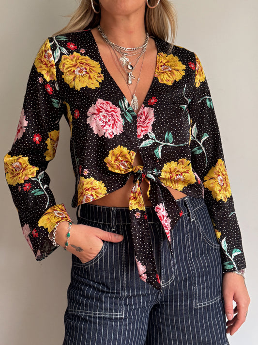 satin floral blouse